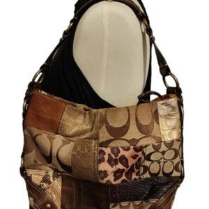 Coach Signature Carly Jacquard Patchwork Shoulder Bag